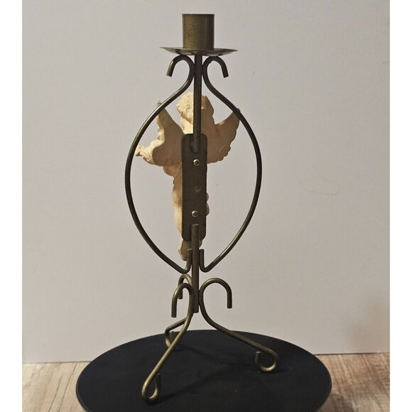 Single House Of Lloyd Vintage Cherub Angel Candle Taper Holder Metal Resin 11" - Picture 4 of 11